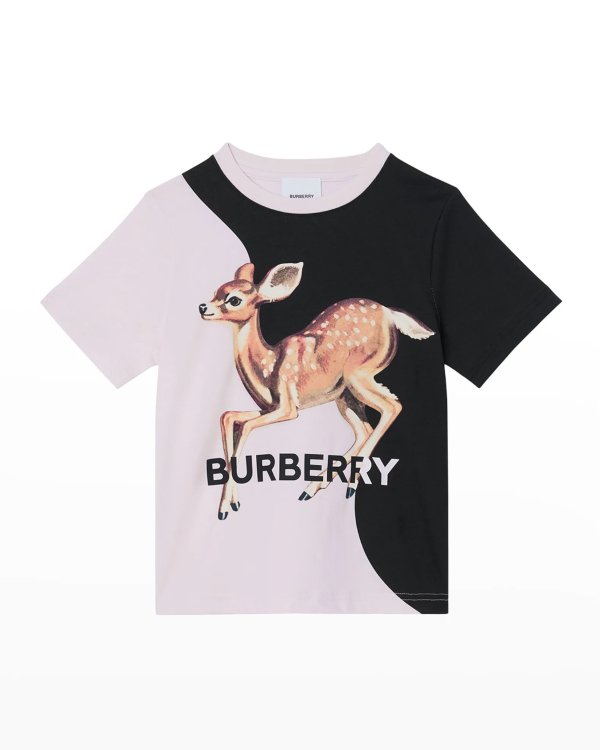 Girl's Two-Tone Logo Deer T-Shirt, Size 3-14