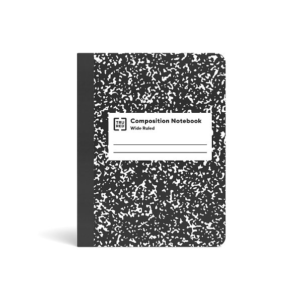 TRU RED™ Composition Notebook, 7.5" x 9.75", Wide Ruled, 80 Sheets, Black/White (TR55076)