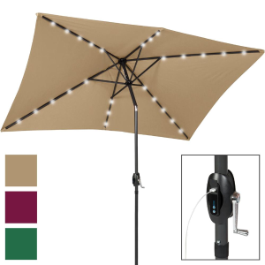Rectangular Solar Patio Umbrella w/ USB Charger