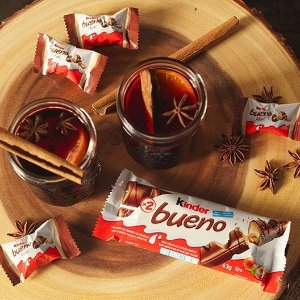 Kinder Bueno Milk Chocolate and Hazelnut Cream Candy Bar, 30 Packs
