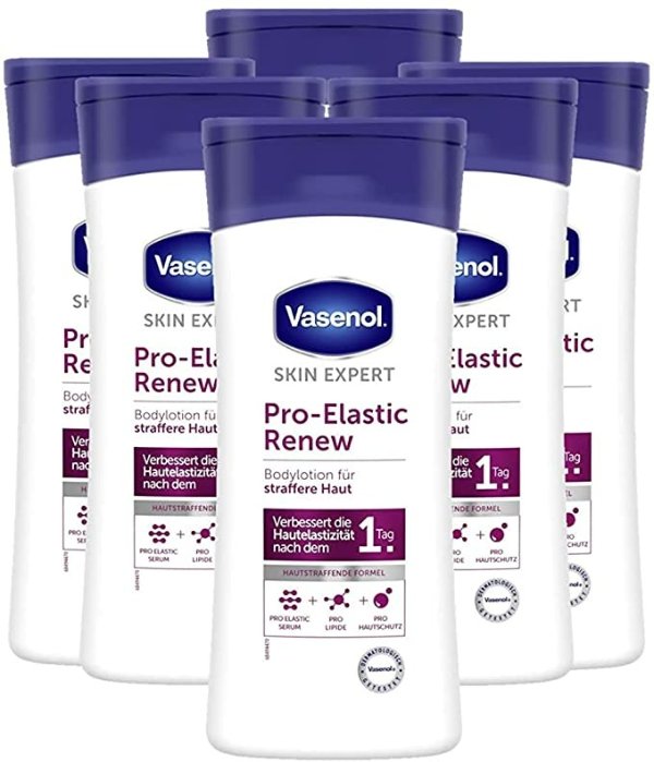 Vasenol 身体乳液 Pro-Elastic Renew (紧致肌肤身体乳液,经过皮肤学测试), 德版凡士林 6 x 200 毫升(1200 毫升)
