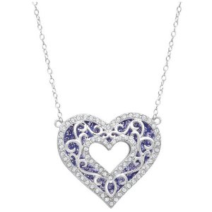 Layered Open Heart Necklace with Swarovski Crystals