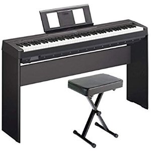 Yamaha P45 88-Key Weighted Digital Piano Home Bundle with Wooden Furniture Stand and Bench @ Amazon.com