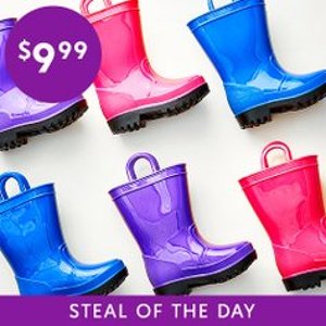 限今天：Zulily 儿童雨靴特卖 踩水、踩泥，不怕脏