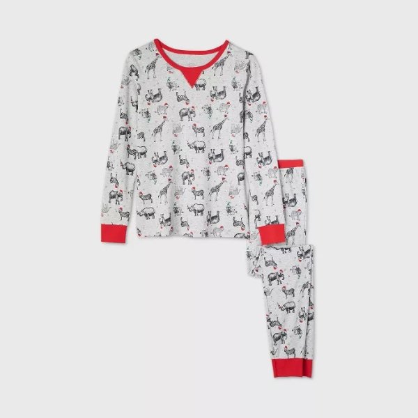 Women's Holiday Safari Animal Print Matching Family Pajama Set - Wondershop™ Gray