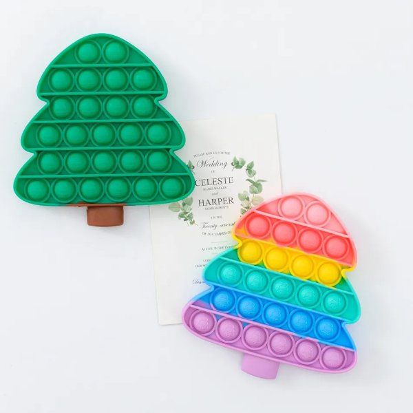 Pine Tree Rainbow Sensory Toys Stress Relief Toy Kids Silicone Play Educational Toy
