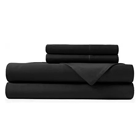 Hotel Sheets Direct 100% Bamboo Sheets - Queen Size Sheet and Pillowcase Set - Cooling, 4-Piece Bedding Sets - Black