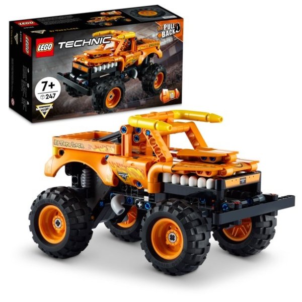Technic Monster Jam El Toro Loco 42135 Model Building Kit; A 2-in-1 Pull-Back Toy for Kids Who Love Monster Trucks; Makes A Great Birthday Gift for Monster Truck Fans; For Ages 7+ (247 Pieces)
