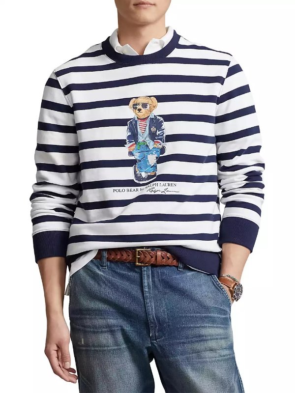 Striped Preppy Polo Bear Long-Sleeve T-Shirt