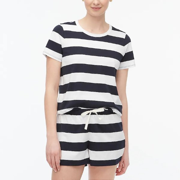 Striped jersey tee and short pajama set