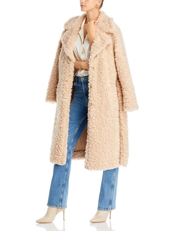 Faux Fur Belted Coat - 100% Exclusive