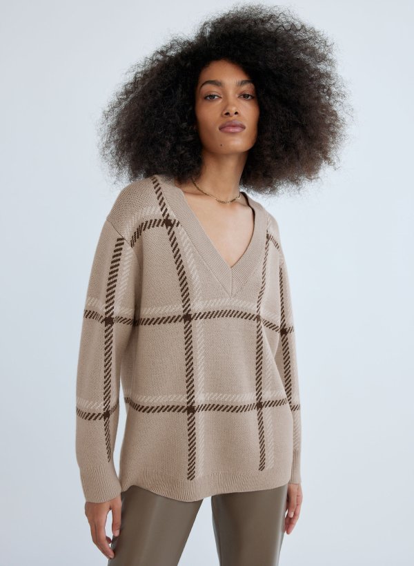 roger sweater Long, V-neck merino wool sweater