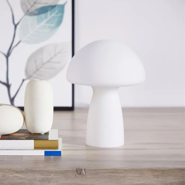 Novelty Glass Mushroom Lamp, Blue Tortoise, 12" H, Plug-in
