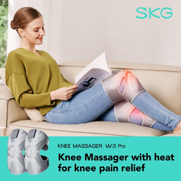 Knee Massager with Heat and Vibration, Cordless Heated Knee Brace for Knee Pain Relief, Portable Knee Massager for Knee Shoulder Elbow Massage for Joint Pain Use at Home Office Outdoor, W3 PRO