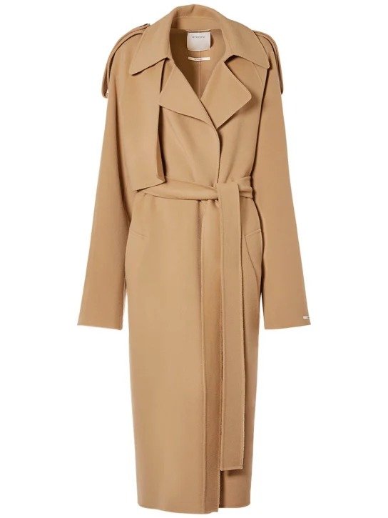 Fiore belted wool long coat