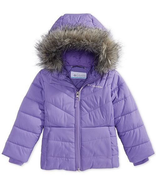 Toddler Girls Katelyn Crest Hooded Jacket With Faux-Fur Trim