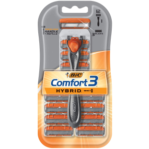 BIC Comfort 3 Hybrid Men's Disposable Razor, Black, 1 Count