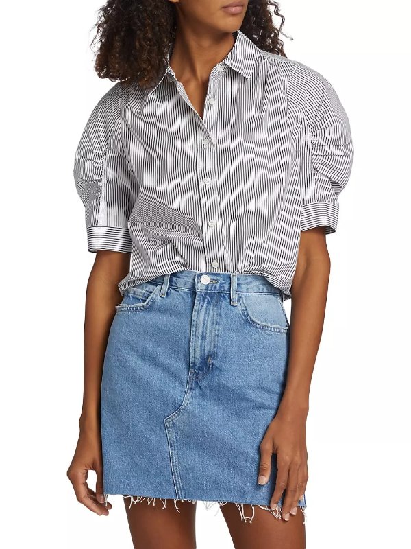 Stripe Cotton Button-Front Shirt