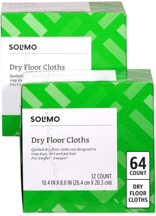 Solimo Dry Floor Cloths,32 Count (Pack of 2)