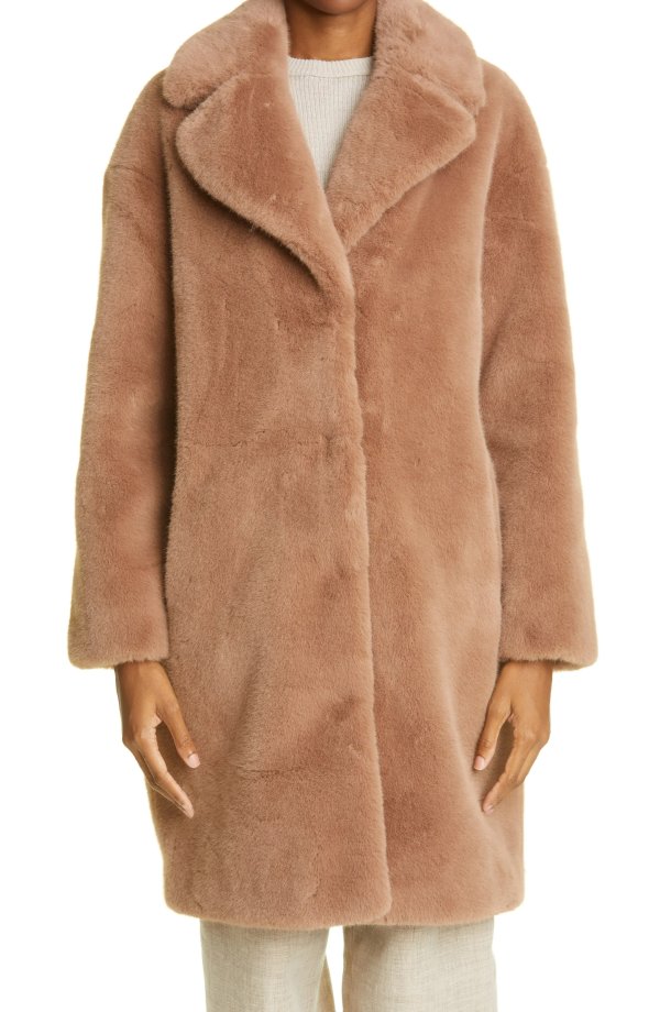 Camille Long Faux Fur Cocoon Coat