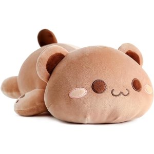 Cute Bear Plush Toy Stuffed Animal Bear Soft Anime Plush Pillow for Kids (Brown Bear, 12
