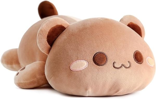 Cute Bear Plush Toy Stuffed Animal Bear Soft Anime Plush Pillow for Kids (Brown Bear, 12")