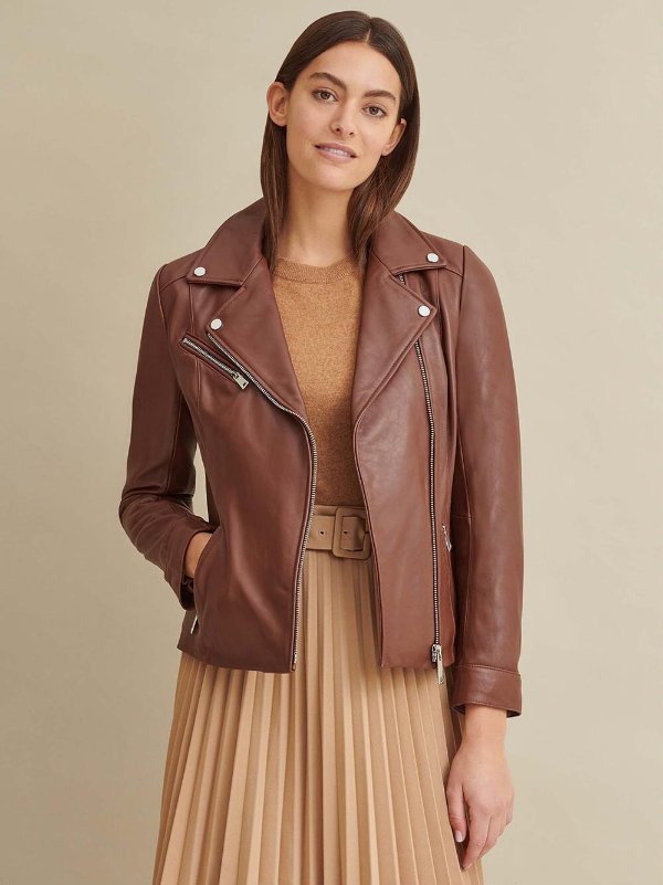 Leather Jacket with Metallic Details