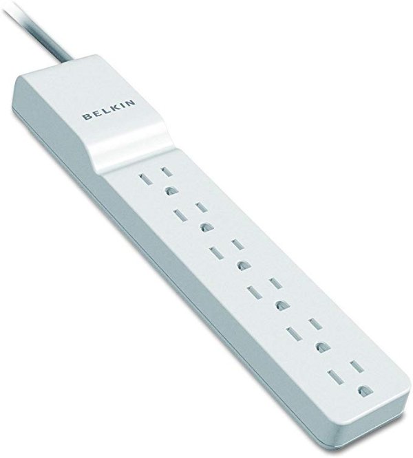 6-Outlet Power Strip Surge Protector w/Flat Rotating Plug, 6ft Cord – Ideal for Personal Electronics, Small Appliances and More (1080 Joules)