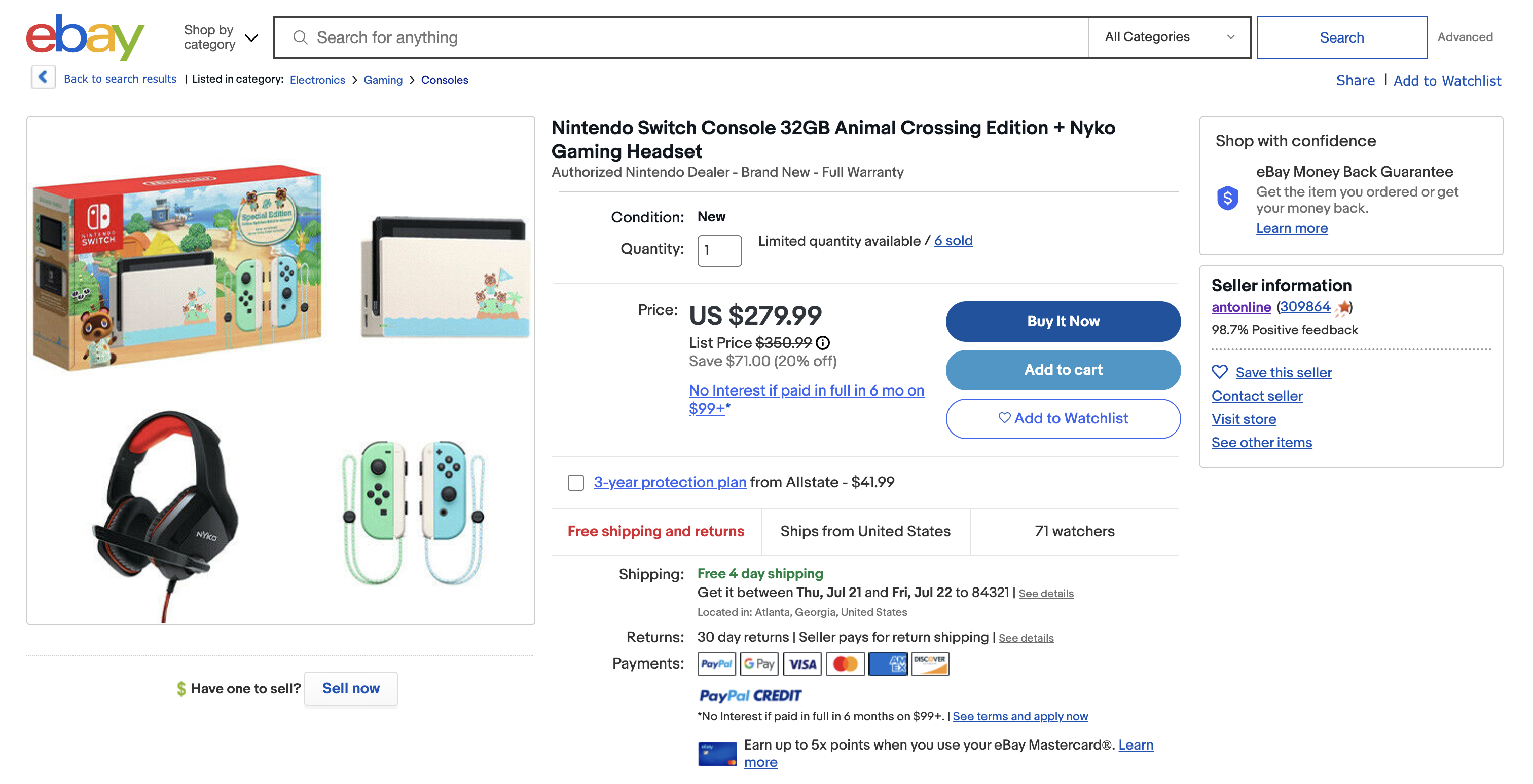 Nintendo Switch Console 32GB Animal Crossing Edition + Nyko Gaming Headset  | eBay