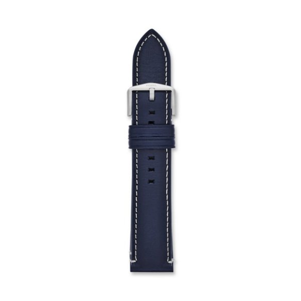 22mm Blue Leather Watch Strap