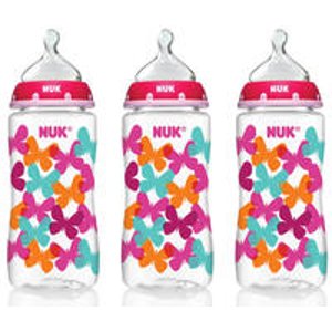 NUK Fashion Orthodontic Butterflies Bottle, Girl, 10 Ounce, 3 Count