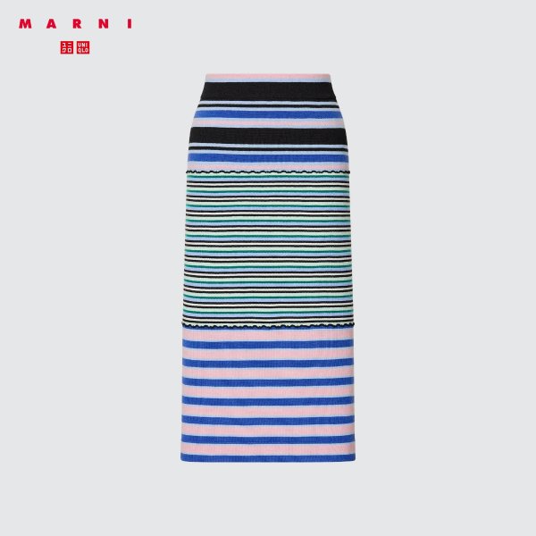 Merino Blend Striped Knitted Skirt (MARNI)