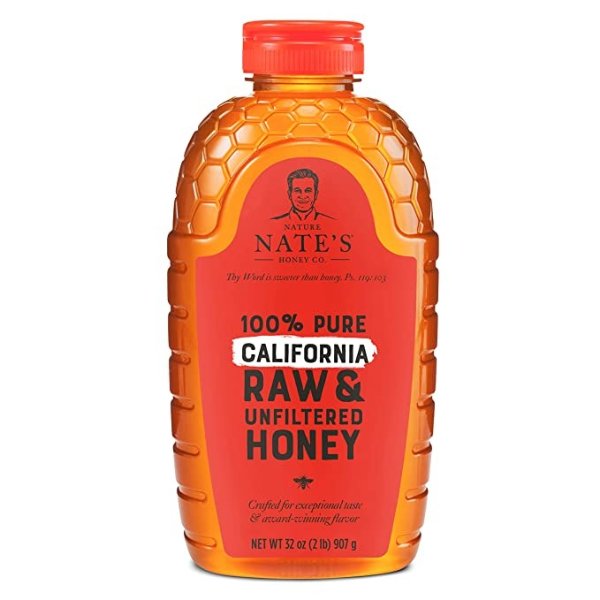 %100 Pure Raw Unfiltered Honey In Squeeze Bottle -All natural Sweetener With No Additives, California, 32 Oz