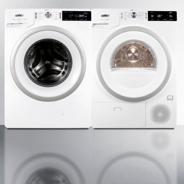 Summit SLS24W4P1 Side-by-Side Washer & Dryer Set with Front Load Washer and Electric Dryer in White
