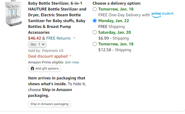 Baby Bottle Sterilizer, 6-in-1 HAUTURE Bottle Sterilizer and Dryer, Electric Steam Bottle Sanitizer for Baby stuffs, Baby Bottles & Breast Pump Accessories