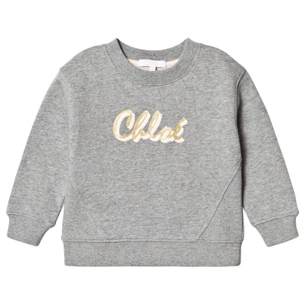 Grey Melange Glitter Logo Sweatshirt | AlexandAlexa