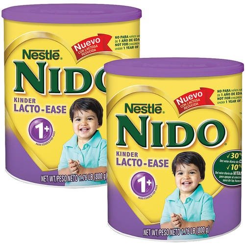 (2 Pack) NIDO Kinder Lacto-Ease 1+ Reduced Lactose Fortified Powdered Milk Beverage 1.76 lb. Canister