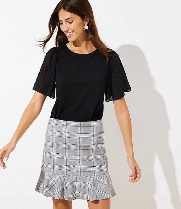Plaid Ruffle Skirt | LOFT
