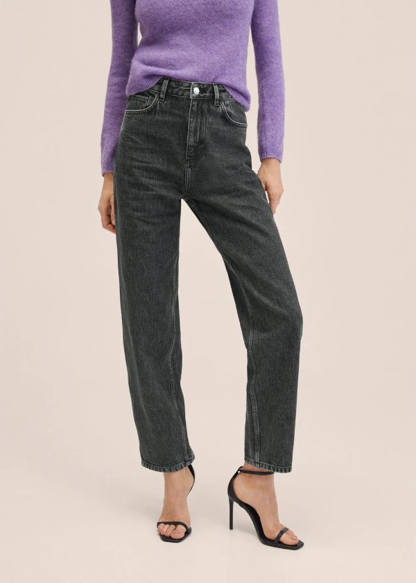 High-rise tapered jeans - Women | MANGO OUTLET USA