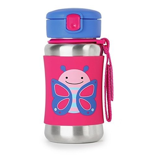 Kids Water Bottle With Straw, Stainless Steel Sippy Cup, Butterfly