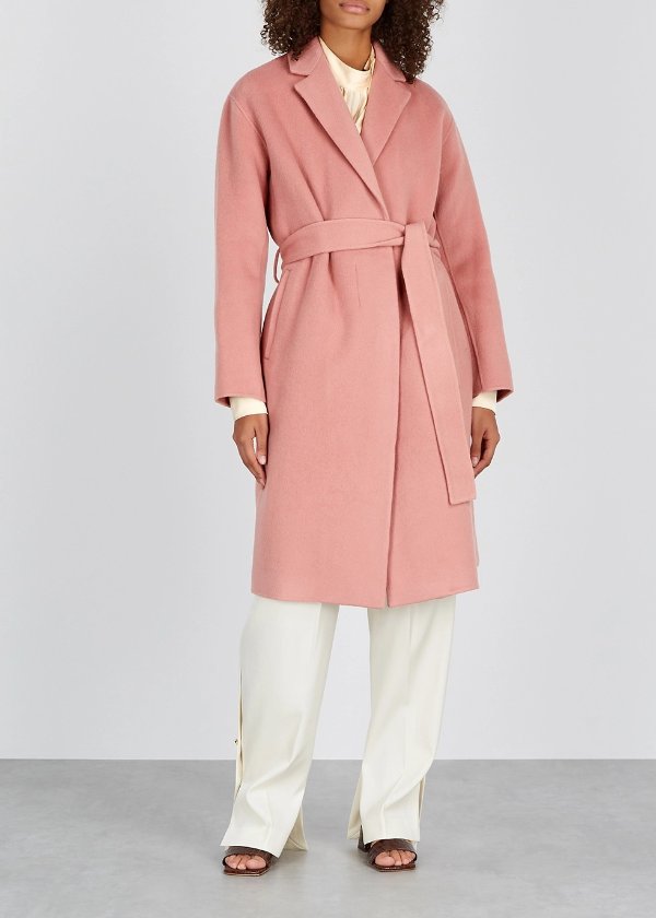 Pink wool-blend coat