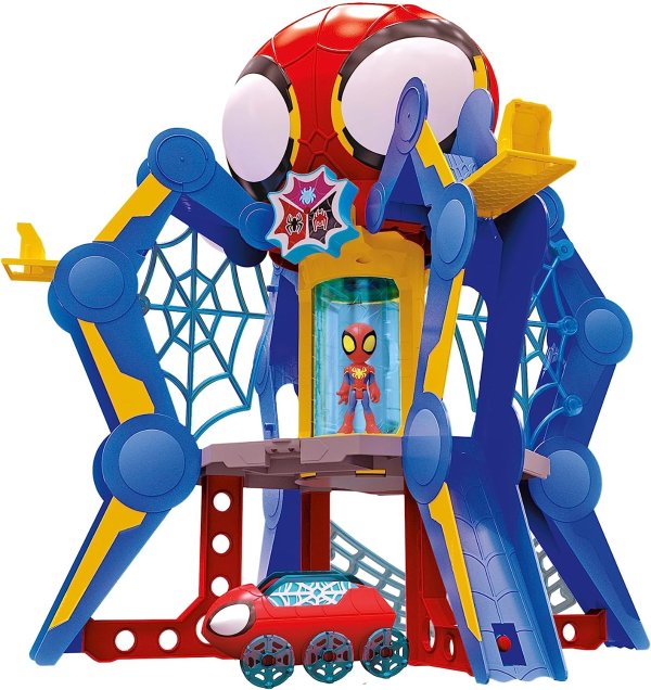 Spidey and His Amazing Friends Marvel Web-Spinners Web-Quarters, Kids Playset with Action Figure, Vehicle, and Accessories, Super Hero Toys, Ages 3 and Up