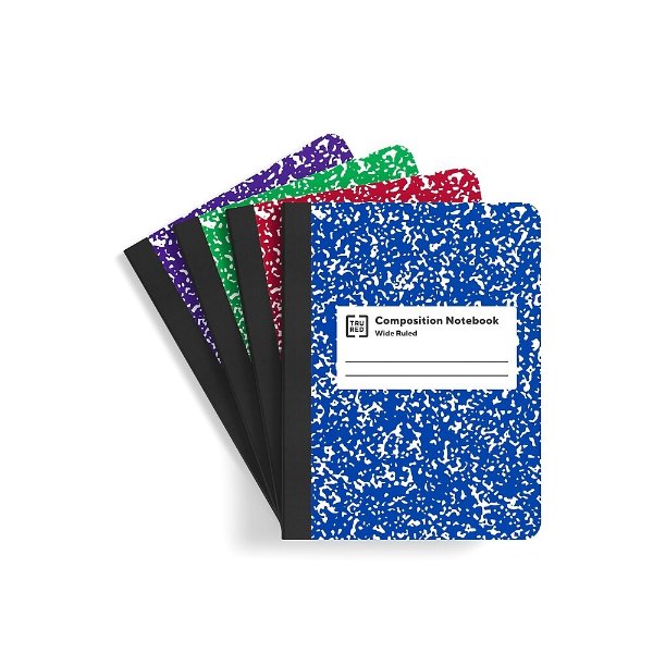 TRU RED™ Composition Notebook, 7.5" x 9.75", Wide Ruled, 100 Sheets, Assorted Colors (TR55077)