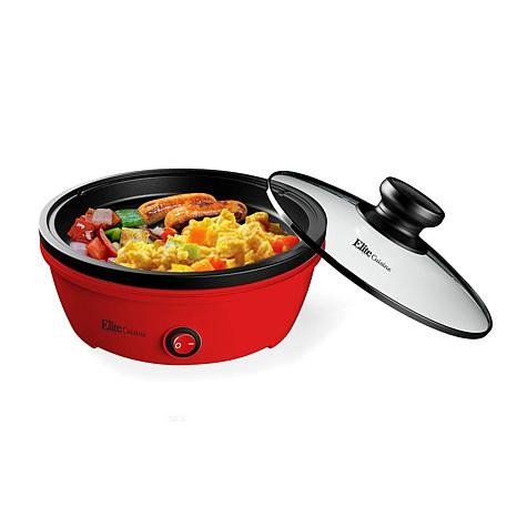 Cuisine 8.5" Red Round Personal Skillet with Glass Lid - 9154074 | HSN
