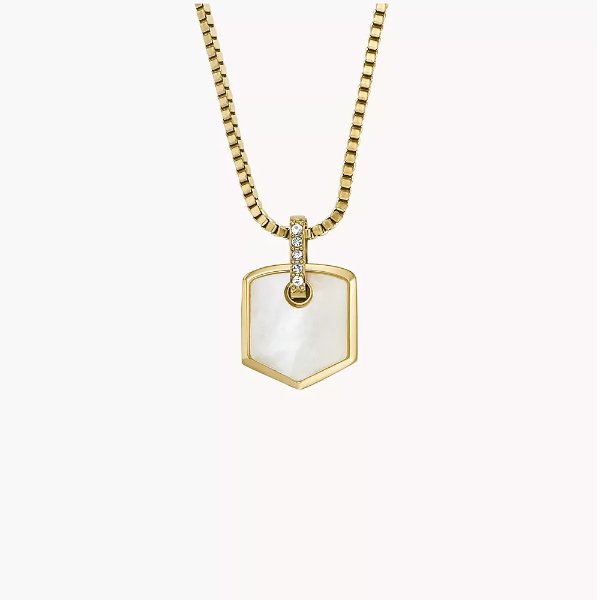 Heritage Crest Mother of Pearl Gold-Tone Stainless Steel Chain Necklace
