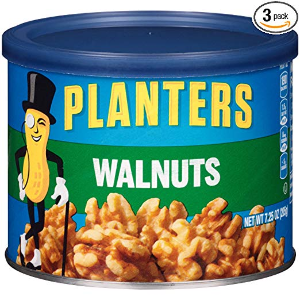 Planters Walnuts, Unsalted, 7.25 oz Canister (Pack of 3)