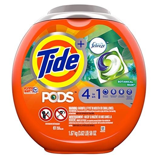 PODS Laundry Detergent Liquid Pacs, Botanical Rain Scent, 4 in 1 HE Turbo, 61 Count (Packaging May Vary)
