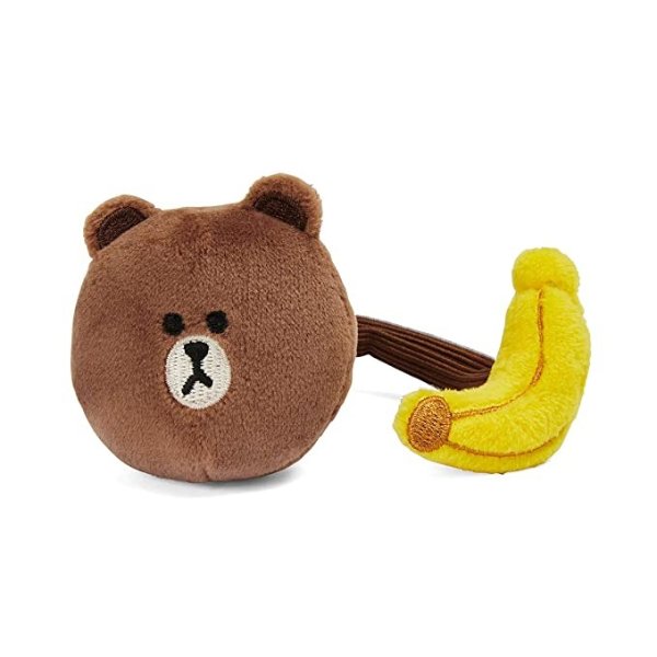 Friends BROWN Character Cute Plush Stuffed Animal Elastic Hair Tie Band Accessories for Girls, Banana, Brown