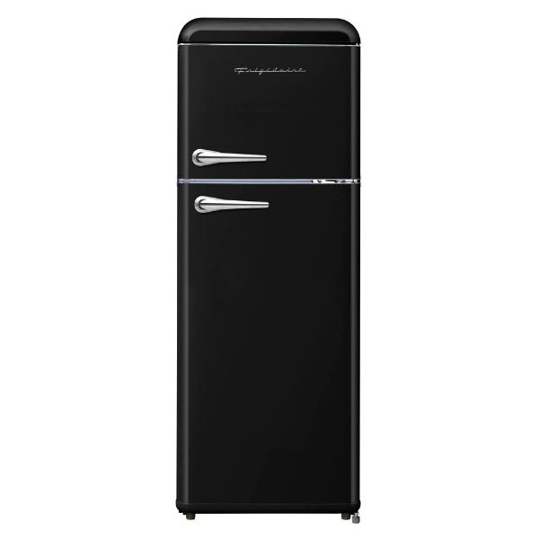 7.5 cu. ft. Mini Fridge in Black with Rounded Corners and Top Freezer