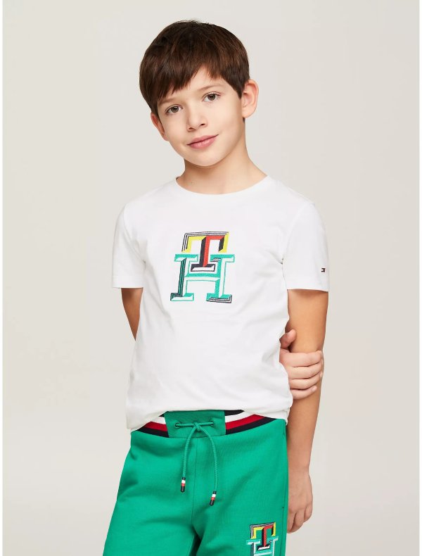 Kids' Embroidered Monogram T-Shirt
